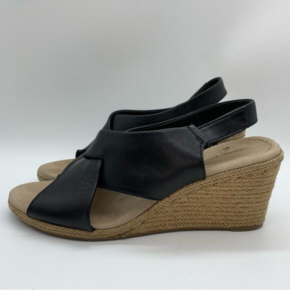 Clarks Lafley Back Strap Slingback Espadrille Wedges Black Size 10 - Picture 7 of 11